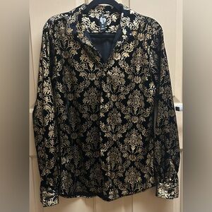 Twisted Tailor Luxurious Black and Gold Men's Button Down Shirt